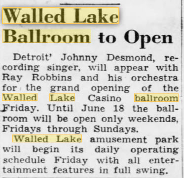 Walled Lake Dance Pavillions - 11 May 1952 Article (newer photo)